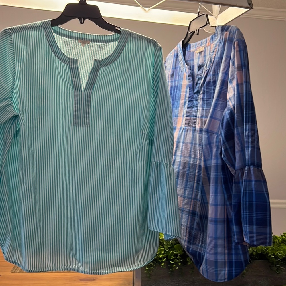 Talbots 2X washed and dried tunic with bell sleeves